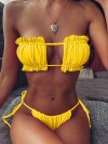 ReyonGO Brezilya Model Büzgülü Bağlamalı Bikini Altı Sarı