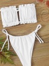 ReyonGO Brezilya Model Büzgülü Bağlamalı Bikini üstü Beyaz