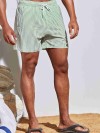 ReyonGO Erkek Basic Standart Boy İnce Çizgili Baskılı Mayo Cepli Deniz Şortu Yeşil
