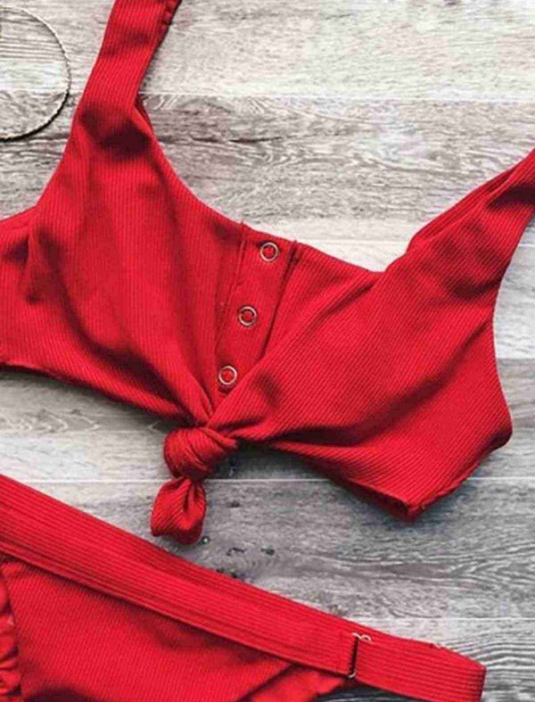 ReyonGO Kırmızı Çıtçıtlı Bikini Üstü Kırmızı