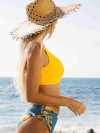 ReyonGO Önden Çarpraz Yanlardan Bağlamalı Baskılı Bikini Takım Çok Renkli