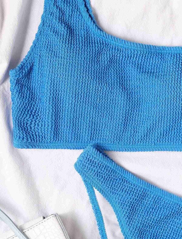 ReyonGO Özel Fitilli Kumaş Bikini Takım Mavi