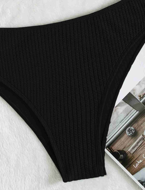 ReyonGO Özel Fitilli Kumaş Yüksek Bel Bikini Altı Siyah