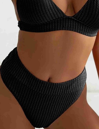 ReyonGO Özel Kumaş Yüksel Bel Bikini Altı Siyah