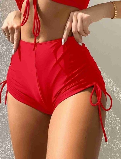 ReyonGO Özel tasarım Büzgü Detaylı Bikini Altı Kırmızı