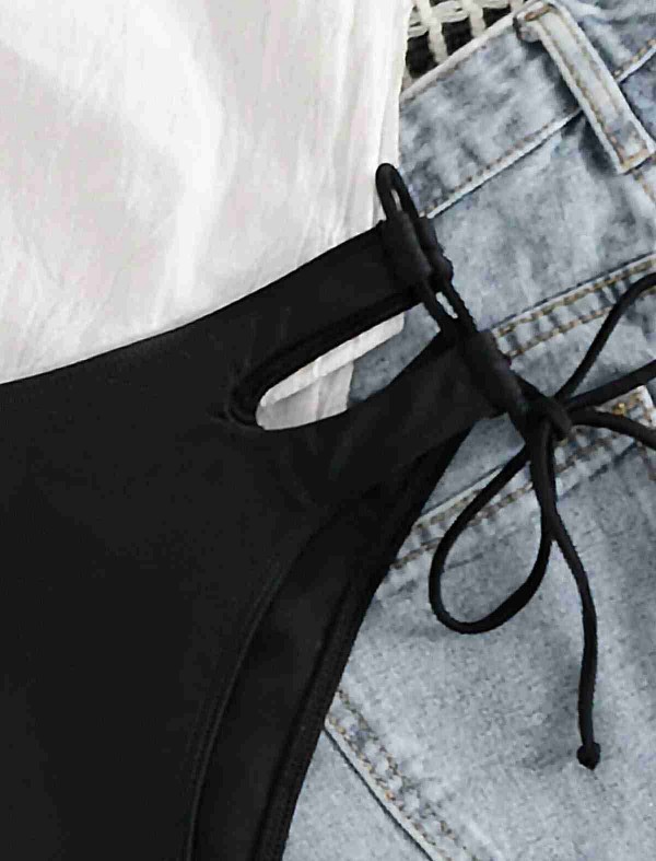 ReyonGO Özel Tasarım Yandan Bağlamalı Bikini Altı Siyah