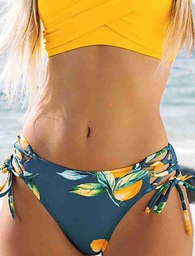 ReyonGO Yanlardan Bağlamalı Baskılı Bikini Altı Çok Renkli