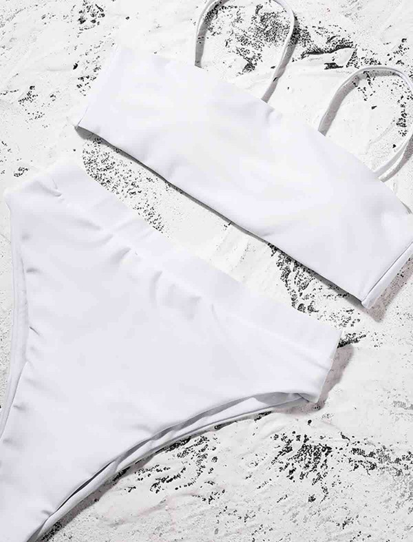 ReyonGO V Kesim Yüksek Bel Bikini Takım Beyaz