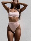 ReyonGO V Kesim Yüksek Bel Bikini Takım Pembe