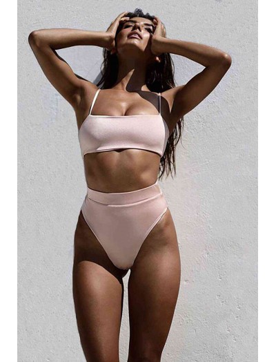 ReyonGO V Kesim Yüksek Bel Bikini Takım Pembe