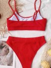 ReyonGO Yüksek Bel Fitilli Kumaş Tankini Bikini Üstü Kırmızı