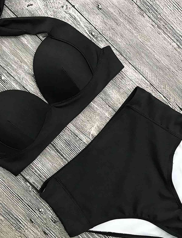 ReyonGO Yüksek Bel Siyah Bikini Takım