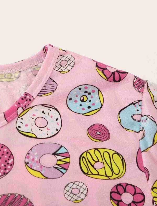 ReyonGO Kısa Kollu Alt Uzun Donut Baskılı Pijama Takımı Çok Renkli