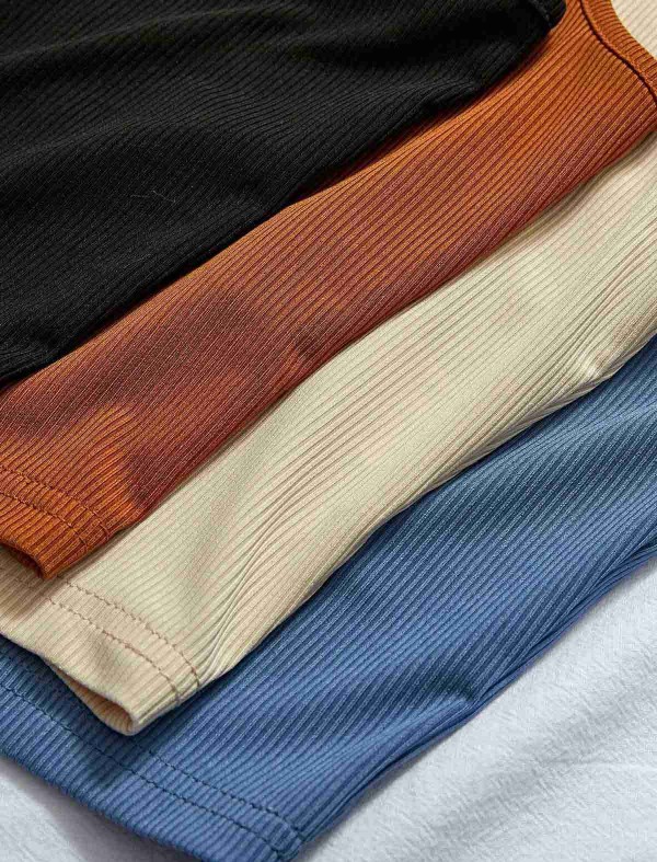 ReyonGO Tek Renk 1 Adet Kadın Kolsuz Örme Kumaş Bluz Crop Krem